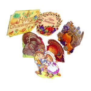 Vintage Eureka Amscan Thanksgiving Cardboard Die Cut Decorations Set Fall Decor